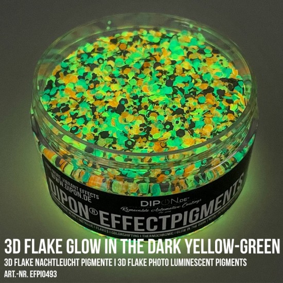 3D Flake Glow in the Dark Yellow Green
